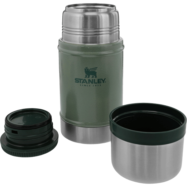 Stanley Stainless Steel Thermos 2.5qt Hammertone Green collapsible handle  No Cup